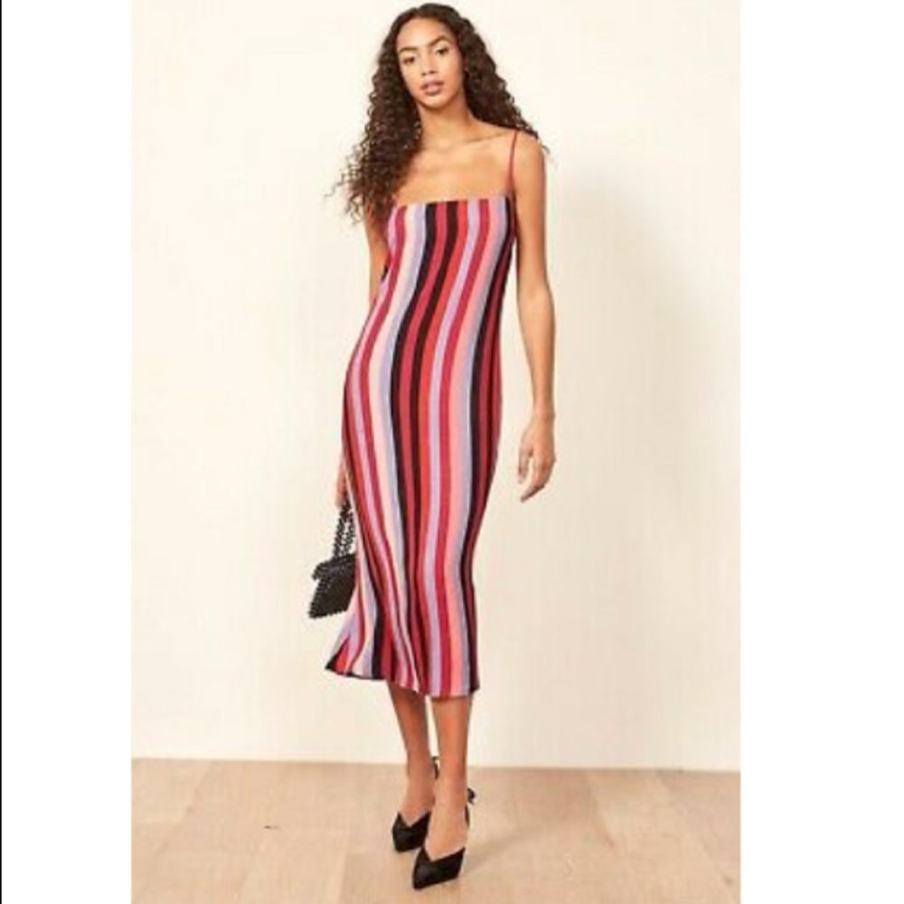 REFORMATION Isabel Stripe ROSALY Slip Midi Dress